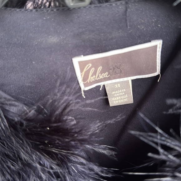 Chelsea28 Midnight Blue Cropped Feather Jacket XS - Picture 2 of 7